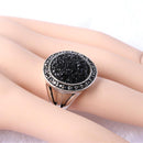 Male Jewelry Vintage Round Ring Black Crystal Fashion Alloy Mens Ring 19mm