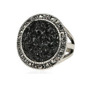 Male Jewelry Vintage Round Ring Black Crystal Fashion Alloy Mens Ring 19mm