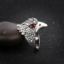 Party Jewelry Vintage Ring Silver Crystal Animal Eagle Head Shaped Mens Ring 19mm