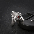 Party Jewelry Vintage Ring Silver Crystal Animal Eagle Head Shaped Mens Ring 19mm