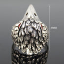 Party Jewelry Vintage Ring Silver Crystal Animal Eagle Head Shaped Mens Ring 19mm