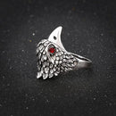 Jewelry Vintage Ring Silver Crystal Animal Eagle Head Shaped Mens Ring 18mm