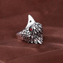 Jewelry Vintage Ring Silver Crystal Animal Eagle Head Shaped Mens Ring 18mm