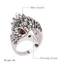 Jewelry Vintage Ring Silver Crystal Animal Eagle Head Shaped Mens Ring 18mm