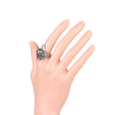 Jewelry Vintage Ring Silver Crystal Animal Eagle Head Shaped Mens Ring 18mm