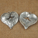 5pcs Antique Silver Heart Charms Pendants Connectors Jewelry Gift DIY