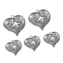 5pcs Antique Silver Heart Charms Pendants Connectors Jewelry Gift DIY