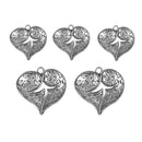 5pcs Antique Silver Heart Charms Pendants Connectors Jewelry Gift DIY