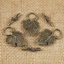 10 Set Antique Bronze Leaf Toggle Clasps Connector Charm Jewelry Finding