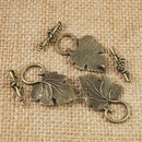 10 Set Antique Bronze Leaf Toggle Clasps Connector Charm Jewelry Finding