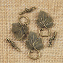 10 Set Antique Bronze Leaf Toggle Clasps Connector Charm Jewelry Finding