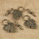 10 Set Antique Bronze Leaf Toggle Clasps Connector Charm Jewelry Finding