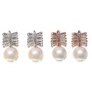 Christmas Gifts Fashion Women Lovely Faux Pearl Studs Crystal Zircon Earrings