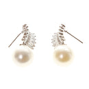Christmas Gifts Fashion Women Lovely Faux Pearl Studs Crystal Zircon Earrings