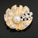Women Fashion Jewelry Gold Shell Shape Crystal Clothing Suit Accessories Brooch Pin