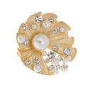 Women Fashion Jewelry Gold Shell Shape Crystal Clothing Suit Accessories Brooch Pin