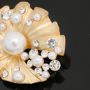 Women Fashion Jewelry Gold Shell Shape Crystal Clothing Suit Accessories Brooch Pin