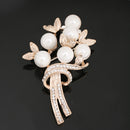 Women Fashion Jewelry Rose Gold Flower Crystal Clothing Suit Accessory Brooch Pin