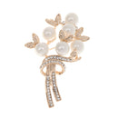 Women Fashion Jewelry Rose Gold Flower Crystal Clothing Suit Accessory Brooch Pin