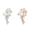 Women Fashion Jewelry Rose Gold Flower Crystal Clothing Suit Accessory Brooch Pin