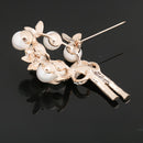 Women Fashion Jewelry Rose Gold Flower Crystal Clothing Suit Accessory Brooch Pin