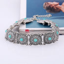 Women Party Jewelry Vintage Silver Bohemia Style Ethnic Round Chain Necklace