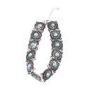 Women Party Jewelry Vintage Silver Bohemia Style Ethnic Round Chain Necklace