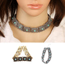 Women Party Jewelry Vintage Silver Bohemia Style Ethnic Round Chain Necklace