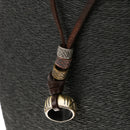 Antique Punk Brown Leather Pendant Adjustable Necklace Mens Pendant Necklace