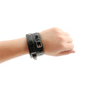 Fashion Black Handmade Punk Style Wide Leather Bracelet Men Bangle Bracelet Jewelry