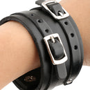 Fashion Black Handmade Punk Style Wide Leather Bracelet Men Bangle Bracelet Jewelry