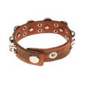 Brown Leather Bracelet Skull Charm Punk Jewelry Cuff Adjustable Wristband