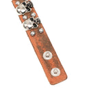 Brown Leather Bracelet Skull Charm Punk Jewelry Cuff Adjustable Wristband