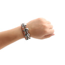 Brown Leather Bracelet Skull Charm Punk Jewelry Cuff Adjustable Wristband