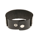 Black Retro Braided Mens Wide Leather Wristband Snap Buttons Bangle Bracelet