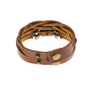 Fashion Vintage Tribal Men Boys Metal Studded Surfer Leather Bangle Cuff Bracelet Brown