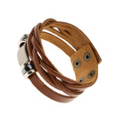 Fashion Vintage Tribal Men Boys Metal Studded Surfer Leather Bangle Cuff Bracelet Brown