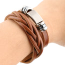Fashion Vintage Tribal Men Boys Metal Studded Surfer Leather Bangle Cuff Bracelet Brown