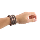 Mens Wide Leather Bracelet Rock Punk Wrist Band Strap Belt Cuff Brown