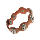 Punk Men Women Skull Rivet Bangle Genuine Leather Bracelet Cuff Wristband