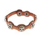 Punk Men Women Skull Rivet Bangle Genuine Leather Bracelet Cuff Wristband