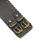 Double Belt Leather Wrist Big Wide Bracelet Men Buckle Vintage Punk Jewelry
