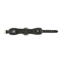 Black Retro Braided Mens Wide Leather Wristband Pentagrams Bangle Bracelet