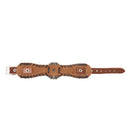 Brown Retro Braided Mens Wide Leather Wristband Pentagrams Bangle Bracelet