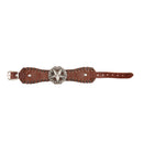 Brown Retro Braided Mens Wide Leather Wristband Pentagrams Bangle Bracelet