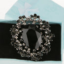 Fashion Men Suit Crystal Rhinestone Flower Brooch Secures with Pin and Hook Back Side