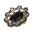 Fashion Men Suit Crystal Rhinestone Flower Brooch Secures with Pin and Hook Back Side