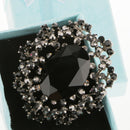 Fashion Men Suit Crystal Rhinestone Flower Brooch Secures with Pin and Hook Back Side