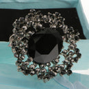 Fashion Men Suit Crystal Rhinestone Flower Brooch Secures with Pin and Hook Back Side
