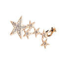 1pc Fashion Shiny Crystal Women Stars Right Ear Clip Clamp Earrings Ear Cuff for Women Gold